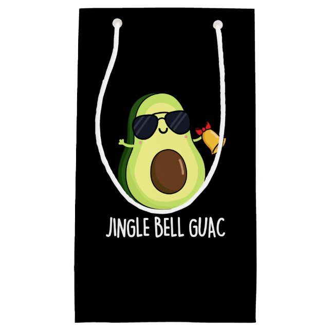 Jingle Bell Guac Funny Avocado Pun Dark BG Kleine Geschenktüte (Vorderseite)