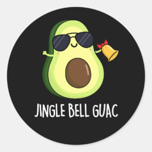 Jingle Bell Guac Funny Avocado Pun Dark BG Runder Aufkleber