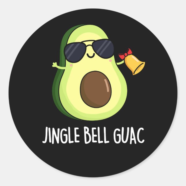 Jingle Bell Guac Funny Avocado Pun Dark BG Runder Aufkleber (Vorderseite)