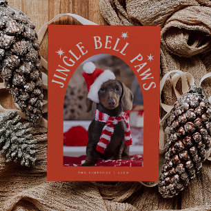 Jingle Bell Paws Dog Foto Red Christmas Feiertagskarte