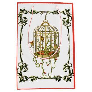 Jingle Bell Pflanze in Birdcage Art Nouveau Unikat Mittlere Geschenktüte