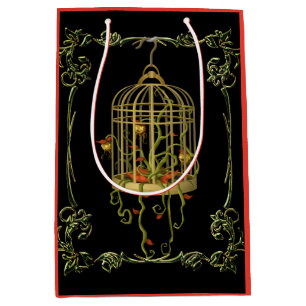 Jingle-Bell-Pflanze in einem Vogelkäfig-Jugendstil Mittlere Geschenktüte
