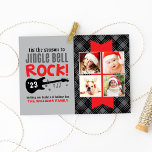 Jingle Bell Rock Red Guitar Music Foto Collage Feiertagskarte<br><div class="desc">Unique and full of style, this jingle bell rock 'n' roll themed Christmas foto card is perfect for rockstars big and small. Feys mixed typography, an electric guitar, and custom text that can be personalized. A pattern of guitars, stars, bells and hearts appears on back side. Design Colors: White, Gray,...</div>
