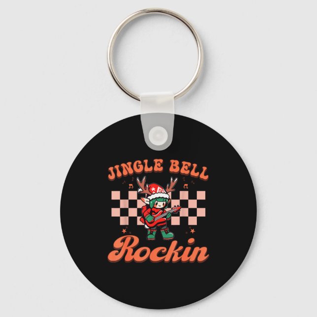 Jingle Bell Rocking Christmas Elf Rock N Roll Guit Schlüsselanhänger (Vorderseite)