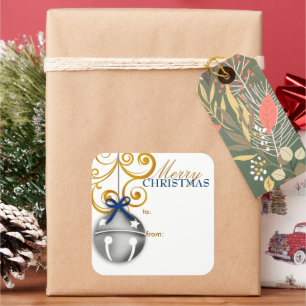 Jingle Bell Weihnachts-Geschenkanhänger-Aufkleber Quadratischer Aufkleber