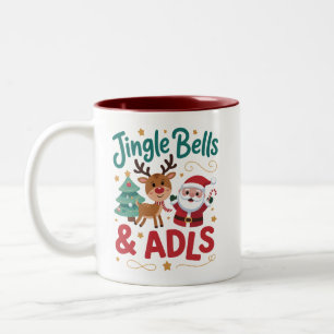 Jingle Bells ADLS Ergotherapie OT Rentier Zweifarbige Tasse
