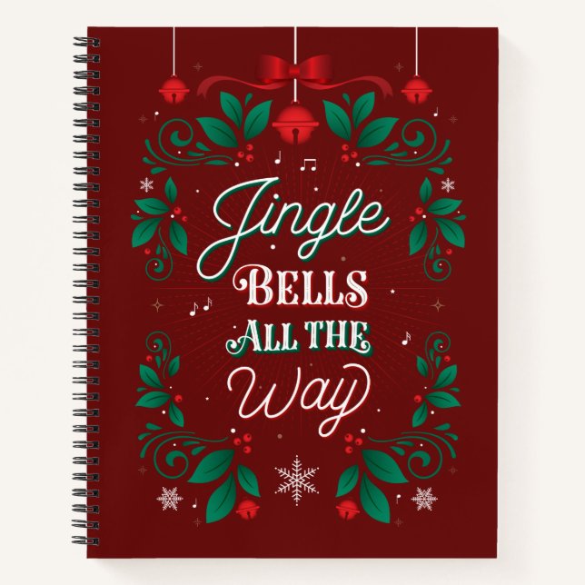 Jingle Bells All The Way Christmas Sketchbook Notizbuch (Vorderseite)