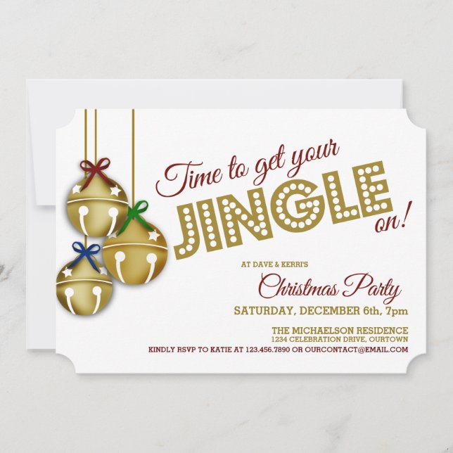 Jingle Bells Christmas Party Einladung (Vorderseite)