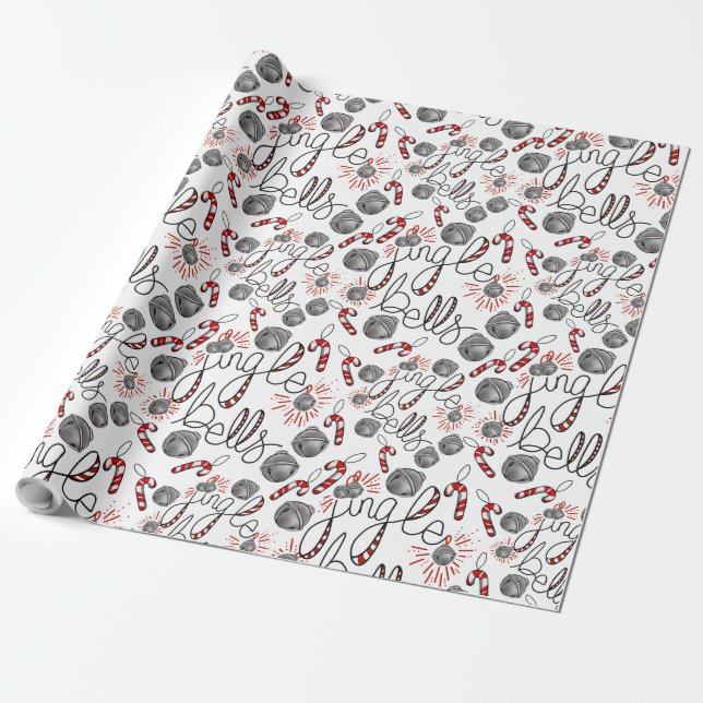 Jingle Bells Christmas Wrapping Paper Geschenkpapier (Ungerollt)