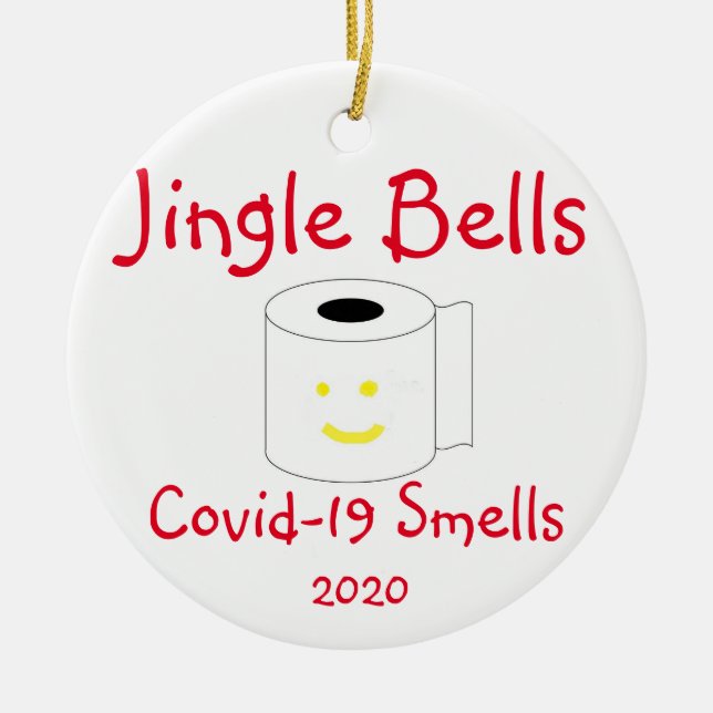 Jingle Bells, Covid-19 Smells Christmas Keramik Ornament (Vorne)