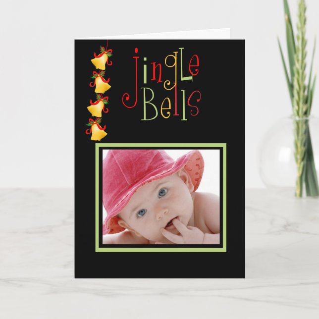 Jingle Bells Frohe Weihnachts-Fotokarte Feiertagskarte (Vorderseite)
