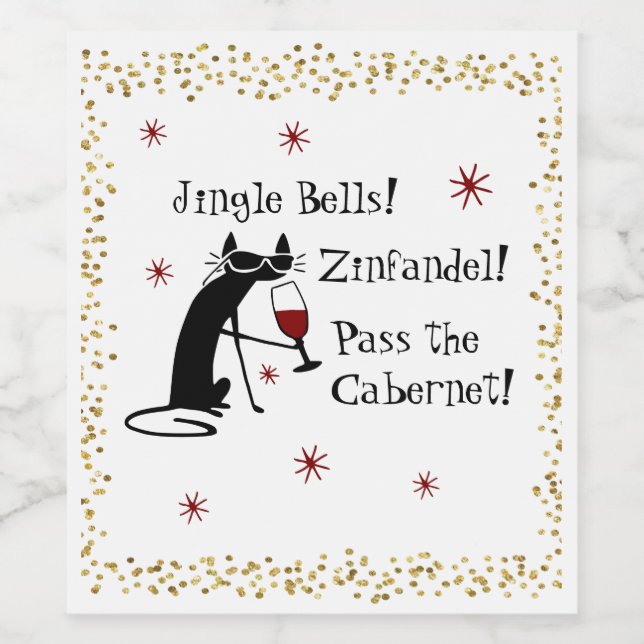 Jingle Bells Funny Christmas Wine Quote Weinetikett (Einzelnes Label)
