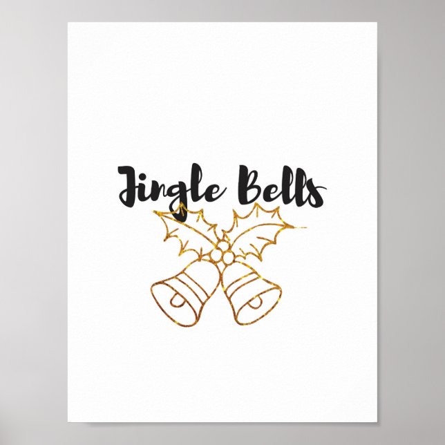 Jingle Bells Gold Glitzer Poster (Vorne)