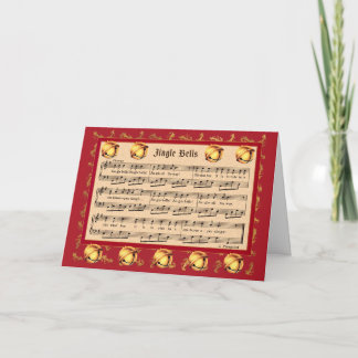 Jingle Bells Notenblatt mit Glocken und falschem G Feiertagskarte