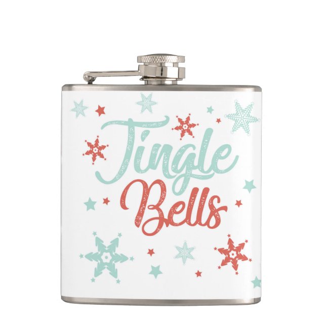 Jingle Bells Pastel Red Green Niedlich Drink Gift Flachmann (Vorderseite)