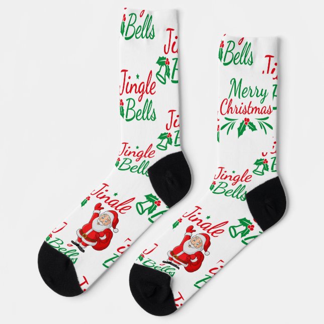 Jingle Bells Printed hohe Qualität Luxury Feeling Socken (Linkes Detail)