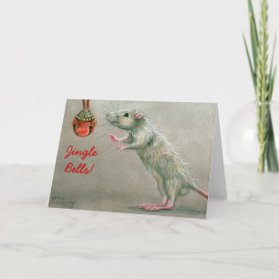 Jingle Bells Rat with bell Christmas Card Feiertagskarte