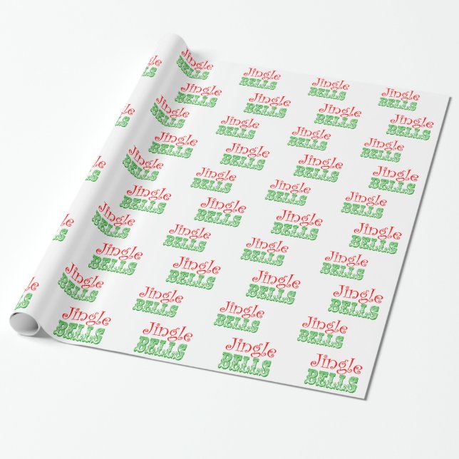 Jingle Bells Red Green Xmas Weihnachten Geschenkpapier (Ungerollt)
