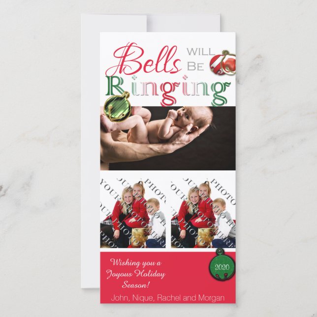 Jingle Bells sonnera la carte photo de Noël (Devant)