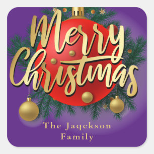 Jingle Bells Winter Branch Snowflake Weihnachten Quadratischer Aufkleber