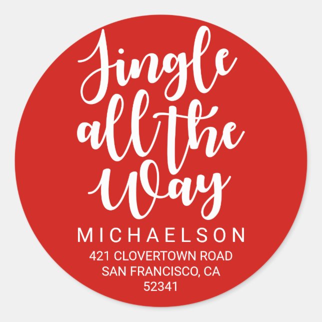 Jingle | Christmas Address Label Runder Aufkleber (Vorderseite)