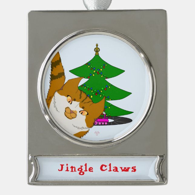 Jingle Claws Cat & Tree Holiday Ornament (Vorderseite)