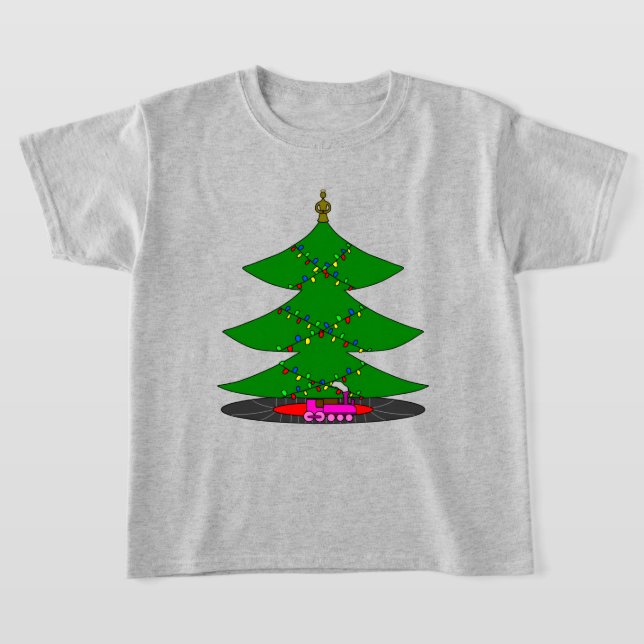Jingle Claws Whimsical Christmas Tree & Train  T-Shirt (Ablage )