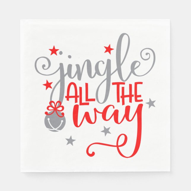 Jingle Den ganzen Weg Weihnachtsglocken Serviette (Vorderseite)