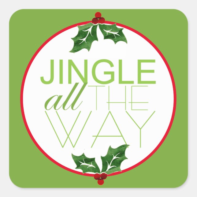 Jingle Der ganze Weg zum Weihnachtsfeiertag Quadratischer Aufkleber (Vorderseite)