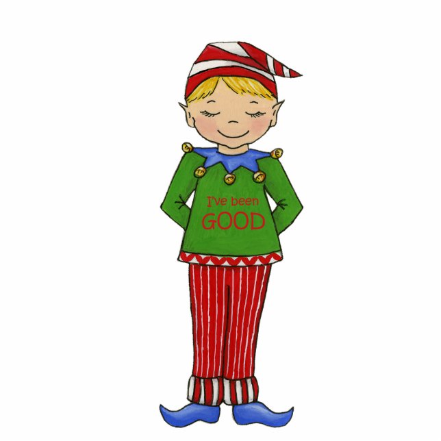 Jingle Elves, "Goody" 12x18 3D-Skulptur Freistehende Fotoskulptur (Vorne)