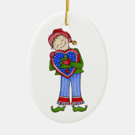 Jingle Elves "LoveyDovey" Keramikornament