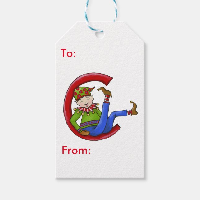 Jingle Elves (Sam) Geschenkanhänger (Vorderseite)