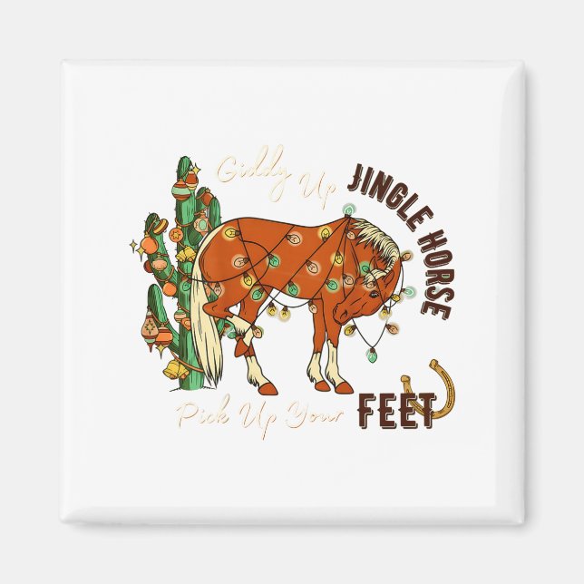 Jingle Funny Horse Ck Up Your Feet Cactus Western, Magnet (Vorne)