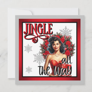 Jingle ganz Way Vintag Pinup Feiertagskarte