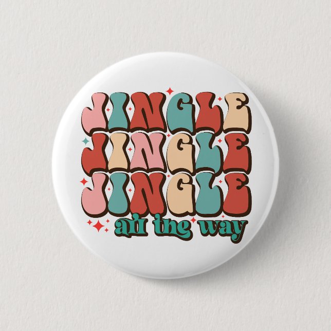 Jingle ganz weg Retro Groovy Weihnachtsfeiertage Button (Vorderseite)