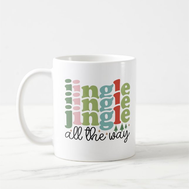 Jingle ganz weg Retro Groovy Weihnachtsfeiertage Kaffeetasse (Links)
