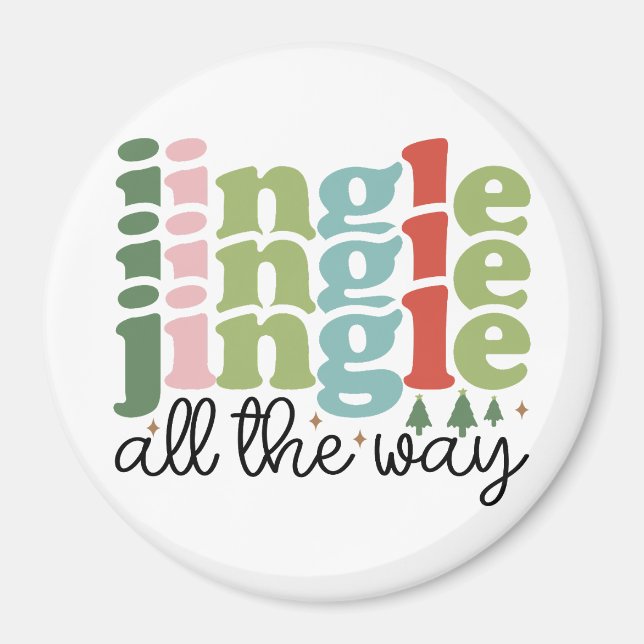 Jingle ganz weg Retro Groovy Weihnachtsfeiertage Magnet (Vorne)