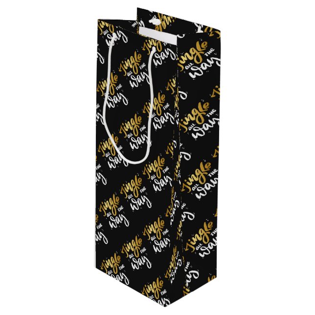 Jingle Geschenktüte Für Weinflaschen (Vorderseite Schrägansicht)