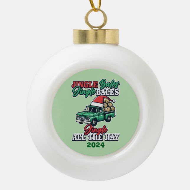 Jingle Hay Bales Keramik Kugel-Ornament (Vorderseite)