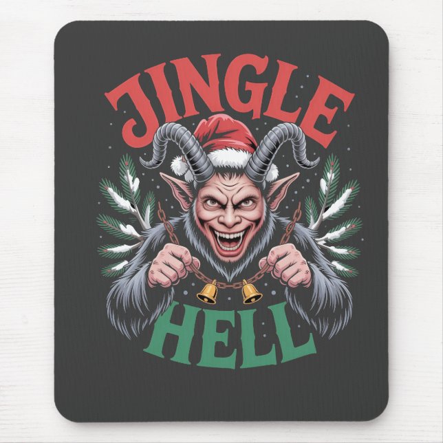 Jingle Hell Christmas Krampus Evil Xmas Mousepad (Vorne)
