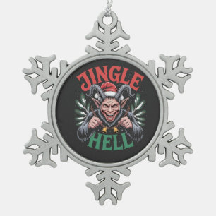 Jingle Hell Christmas Krampus Evil Xmas Schneeflocken Zinn-Ornament