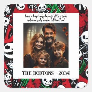 Jingle Jack O'Lantern Family Foto Quadratischer Aufkleber