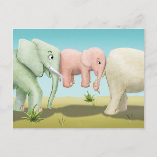 Jingle Jingle Little Gnome Elephants Postcard Postkarte