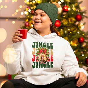 Jingle Jingle Vintag Gold Bells & Holly Hoodie