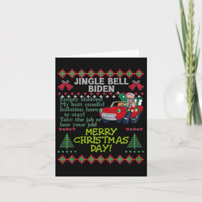 Jingle Joe Biden Xmas Carol Trump Ugly Christmas S Karte (Vorderseite)