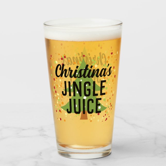 Jingle Juice Funny Personalisiert Christmas Beer Glas (Vorne (Gefüllt))
