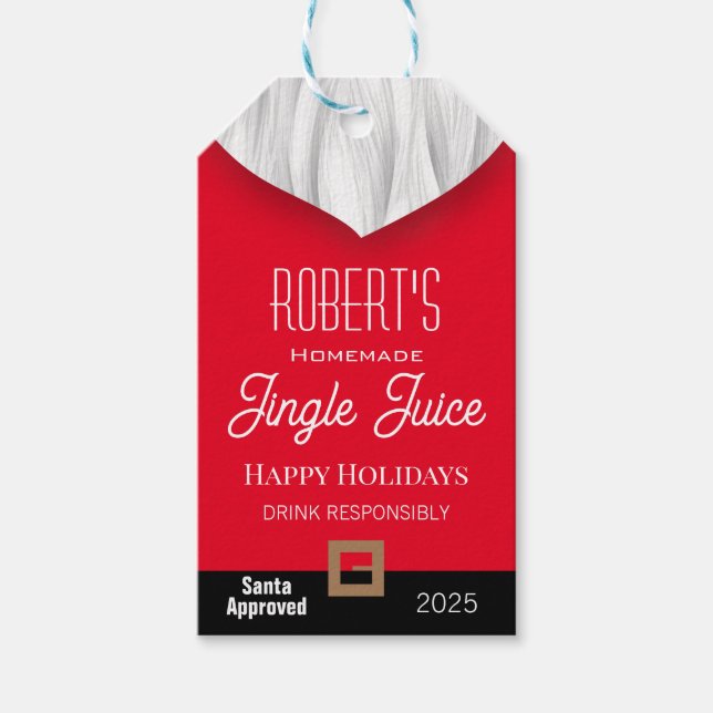 Jingle Juice Personalisiert Geschenkanhänger (Vorderseite)
