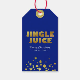 Jingle Juice   Spaß Weihnachten Blau & Gold Geschenkanhänger
