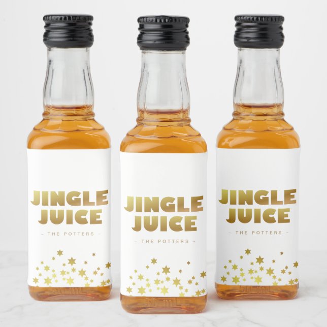 Jingle Juice | Spaß Weihnachten White & Gold Mini Alkoholflaschenetikett (Flaschen)