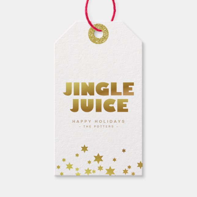 Jingle Juice | Spaß Weihnachten White & Gold Mini Geschenkanhänger (Vorderseite)